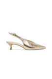 Alenna Crinkle Patent Slingback Heels Light Gold
