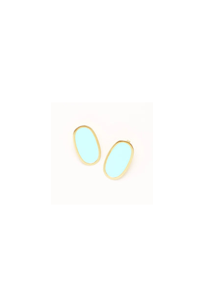 Alexis Oval Enamel Earrings Aqua