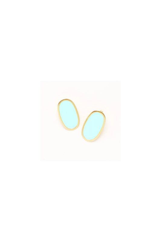 Alexis Oval Enamel Earrings Aqua