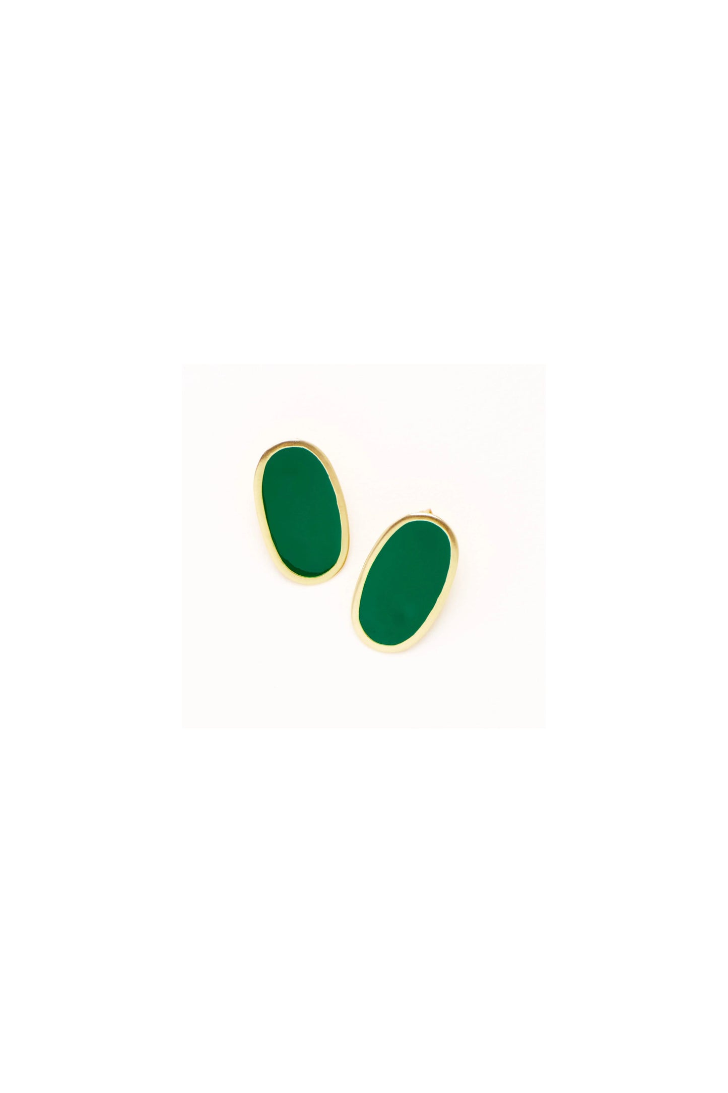 Alexis Oval Enamel Earrings Green