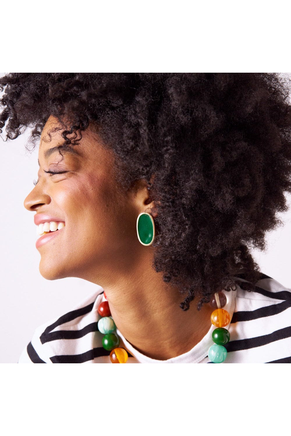 Alexis Oval Enamel Earrings Green