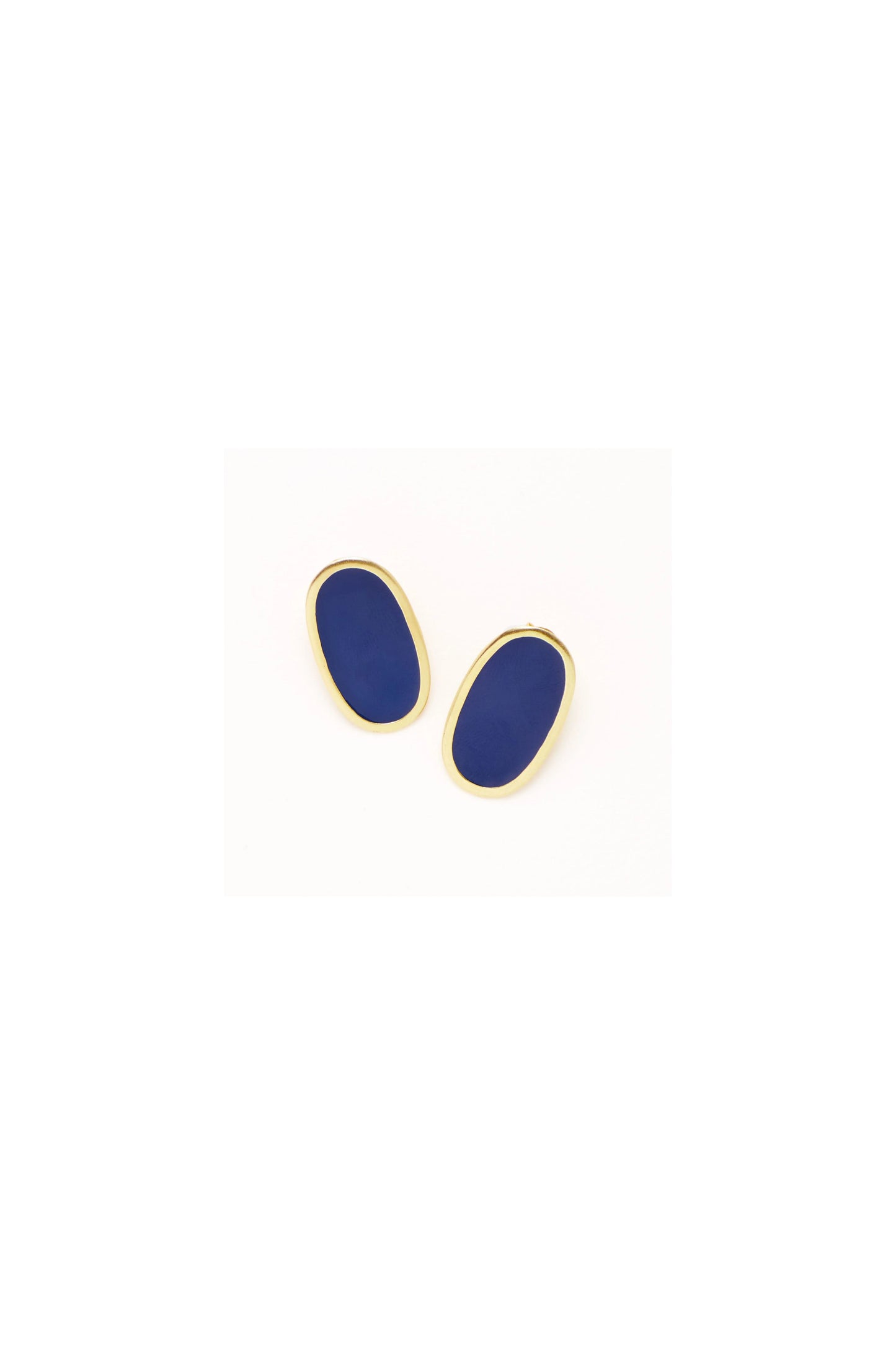 Alexis Oval Enamel Earrings Navy