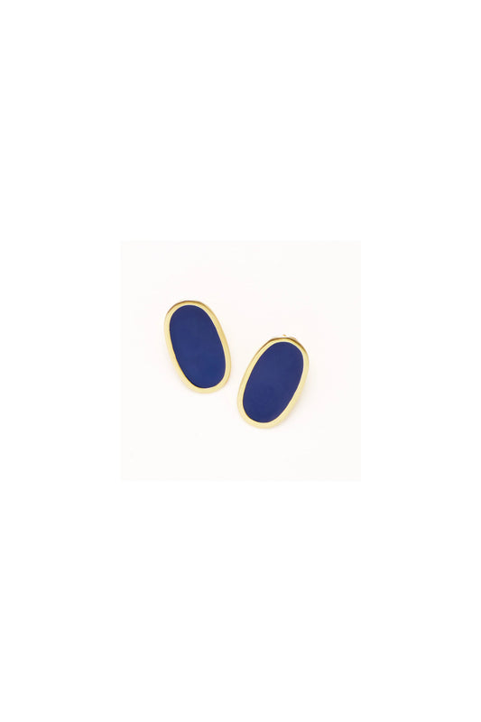 Alexis Oval Enamel Earrings Navy