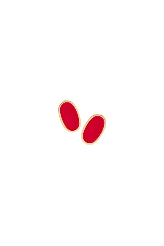 Alexis Oval Enamel Earrings Red