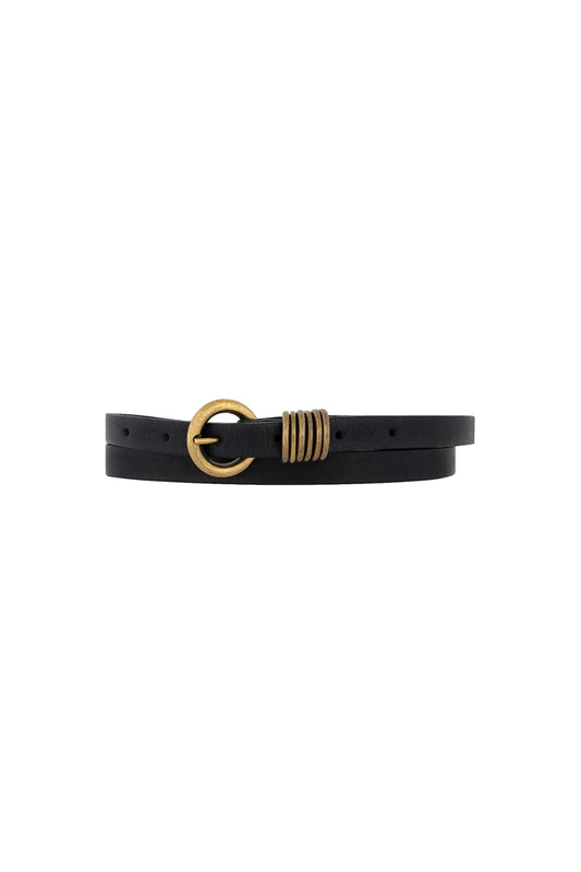 Alie Skinny Leather Belt Black