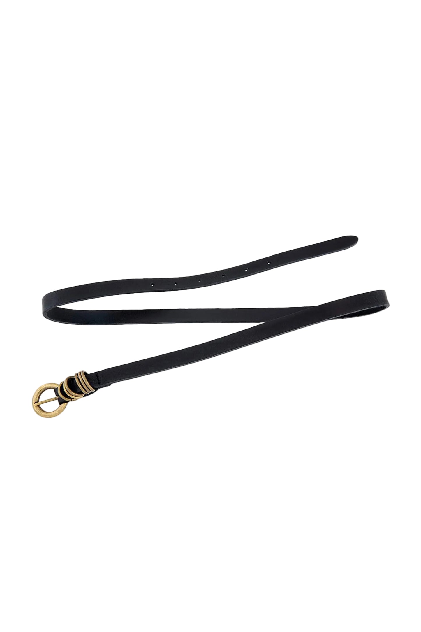 Alie Skinny Leather Belt Black
