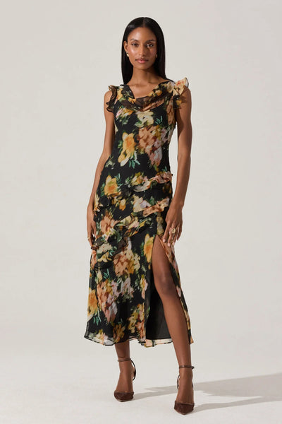 Alinta Ruffle Cowl Neck Dress