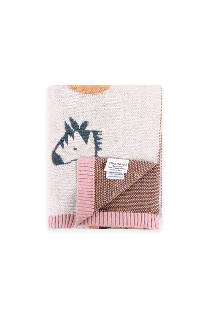 Alphabet Blush Jacquard Knit Baby Blanket