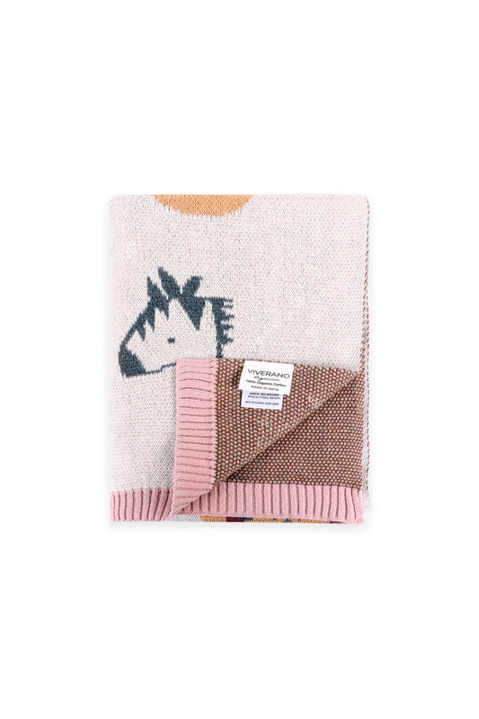 Alphabet Blush Jacquard Knit Baby Blanket