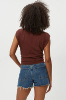 Amara Mock Neck Ribbed Top Espresso