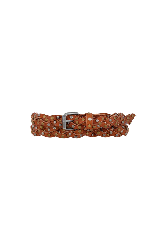 Amara Studded Braided Belt Camel