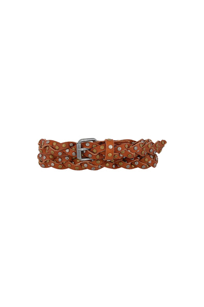 Amara Studded Braided Belt Camel