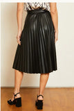 Annette Pleated Vegan Leather Skirt