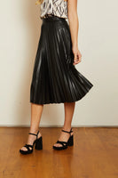 Annette Pleated Vegan Leather Skirt