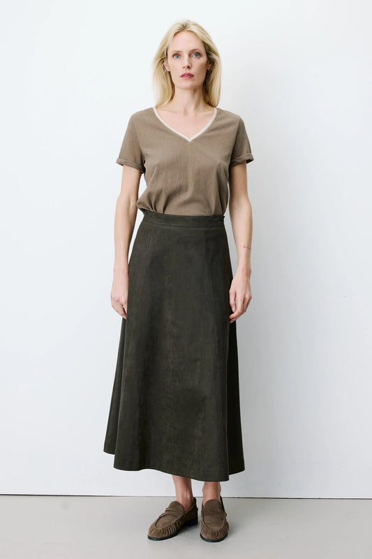 Ariana Flared Suede-Effect Skirt