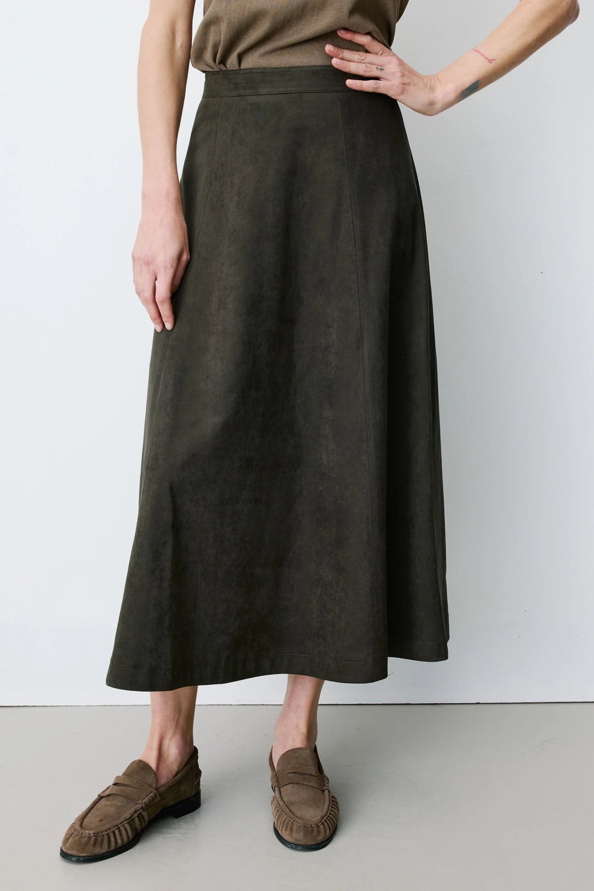 Ariana Flared Suede-Effect Skirt