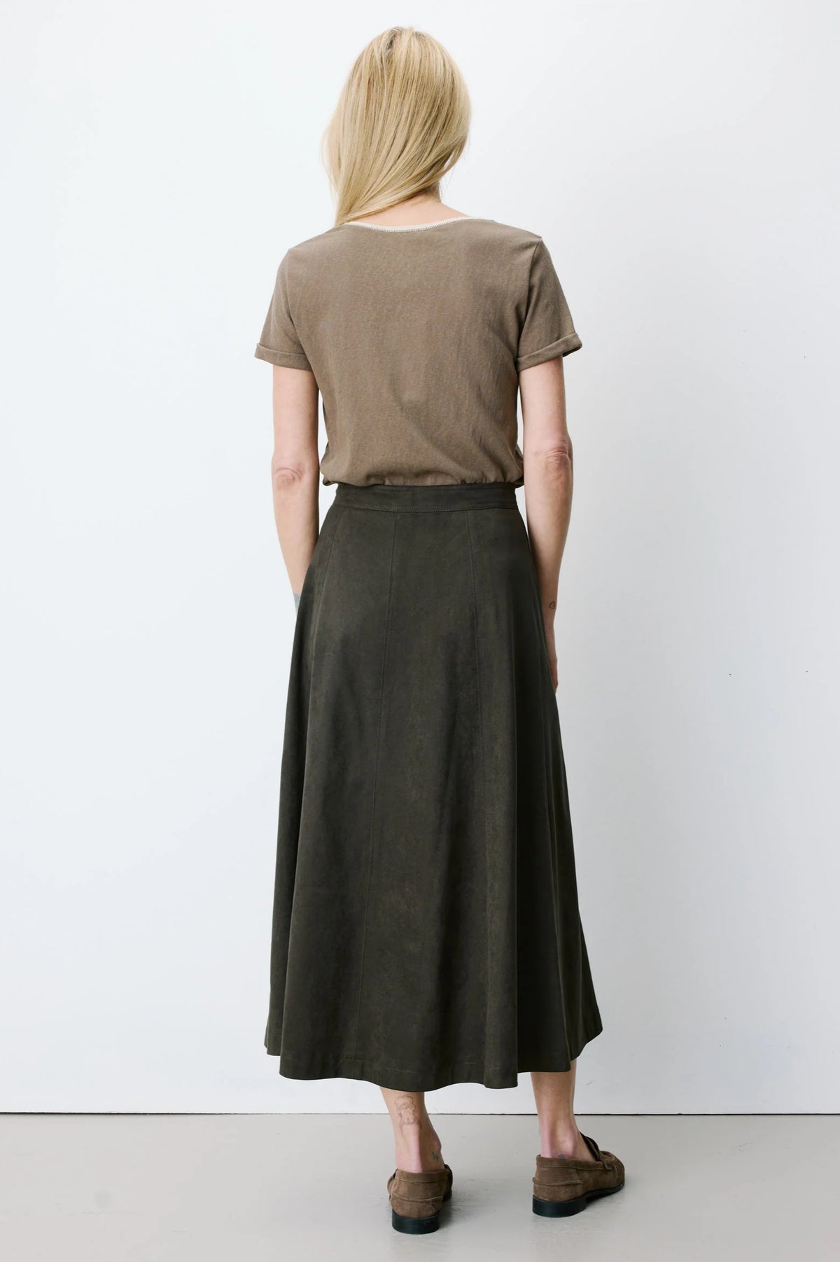 Ariana Flared Suede-Effect Skirt