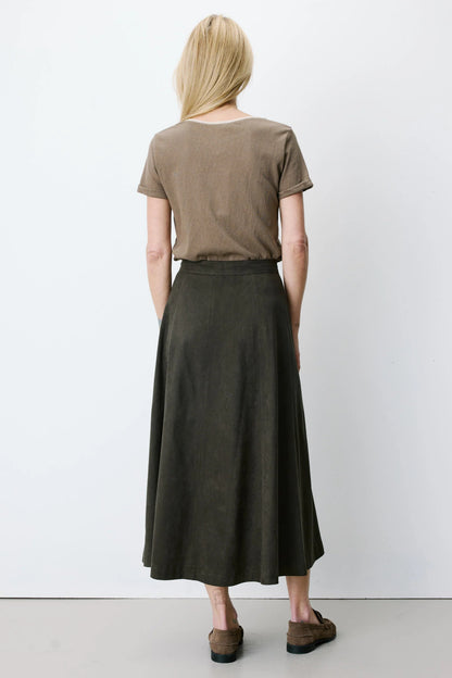 Ariana Flared Suede-Effect Skirt