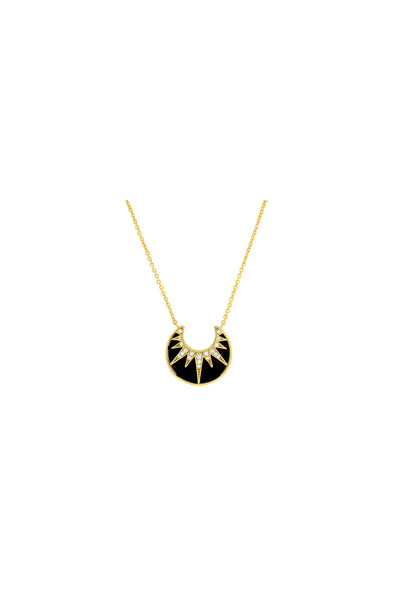 Art Deco Sunburst Necklace Onyx