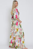 Art Print Kimono Sleeve Maxi Dress