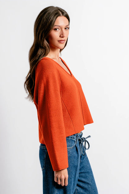 Assima V-Neck Sweater Dark Coral