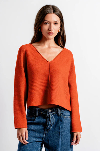 Assima V-Neck Sweater Dark Coral