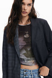 Asymmetric Plaid Blazer