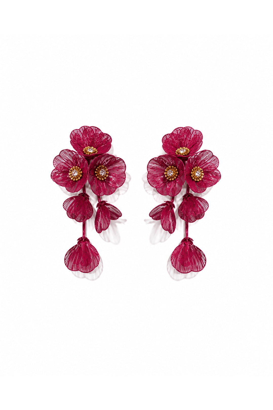 Audrey Flower Earrings Maroon