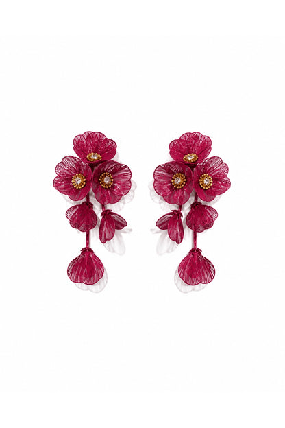 Audrey Flower Earrings Maroon