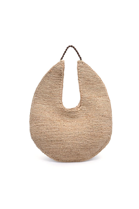 August Raffia Crescent Tote