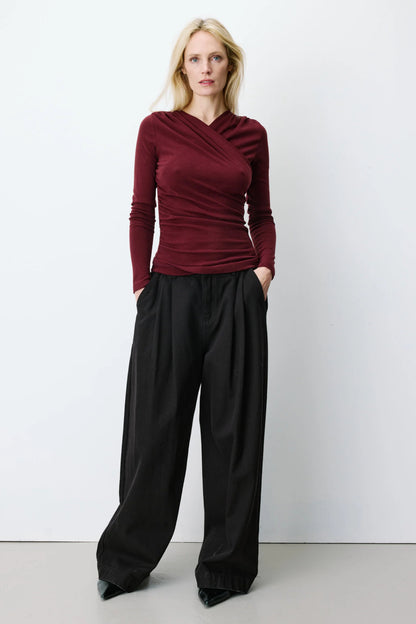 Azul Ruched V-Neck Wrap Top