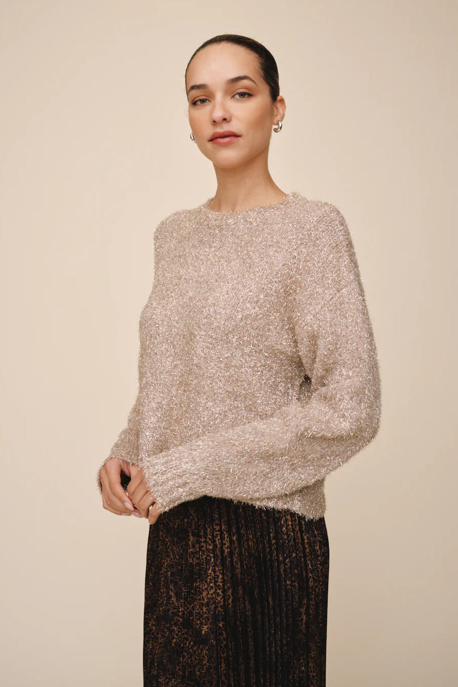 Shimmer Slouchy Sweater Gold