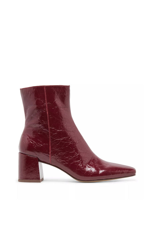 Bayra Booties Oxblood Crinkle Patent