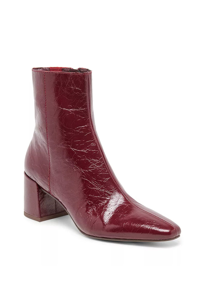 Bayra Booties Oxblood Crinkle Patent