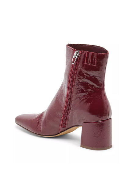 Bayra Booties Oxblood Crinkle Patent