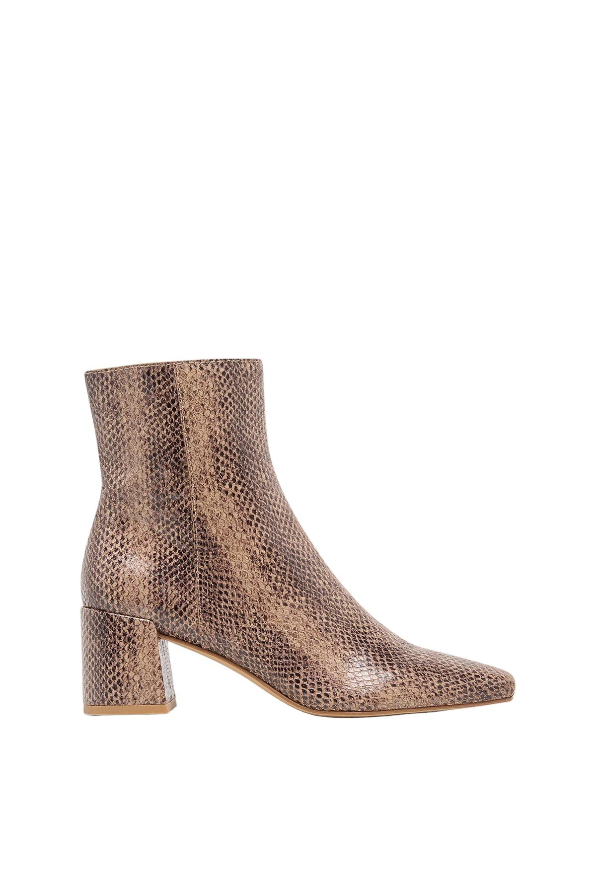 Bayra Booties Snake Tan Embossed Leather