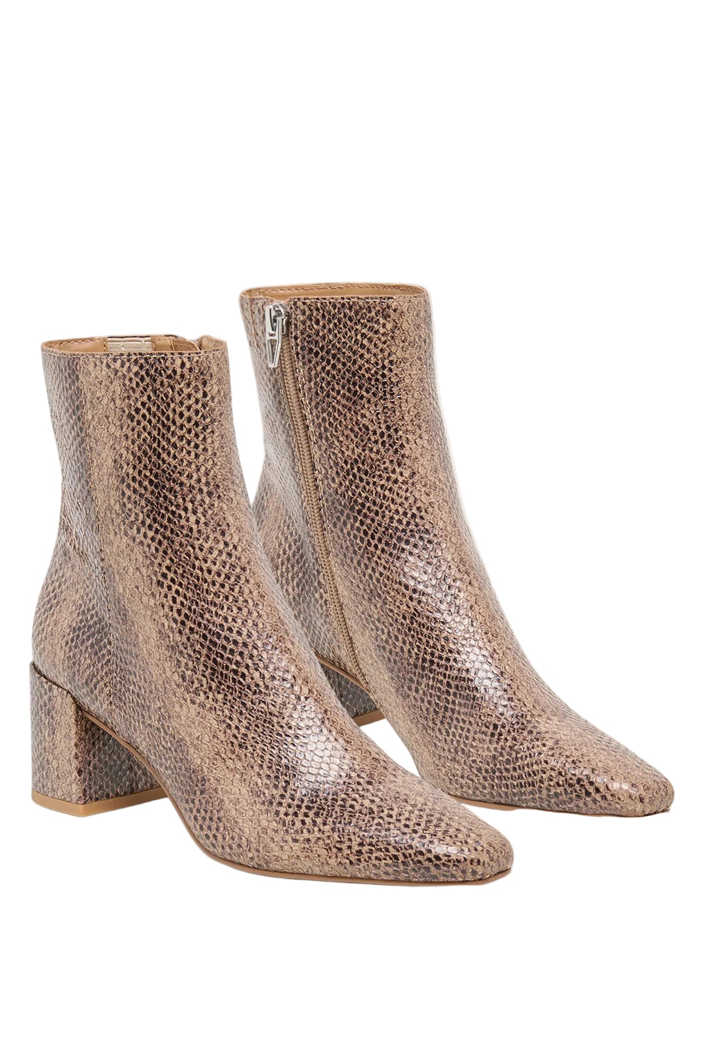 Bayra Booties Snake Tan Embossed Leather