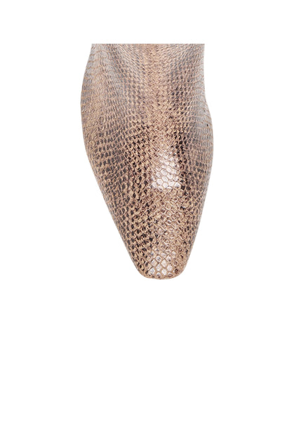 Bayra Booties Snake Tan Embossed Leather