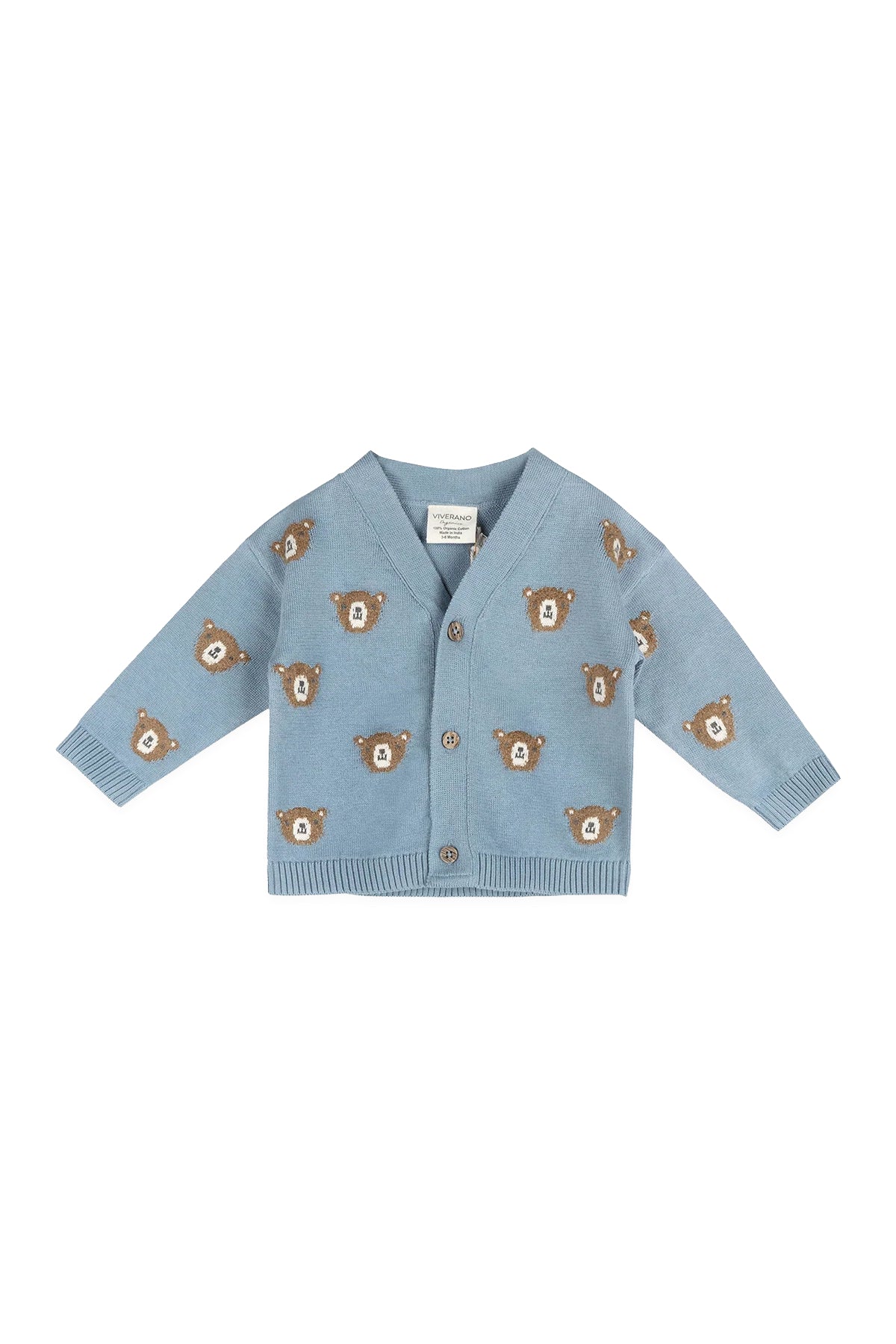 Bear Jacquard Knit Baby Cardigan