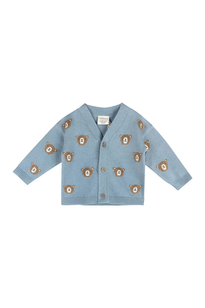 Bear Jacquard Knit Baby Cardigan