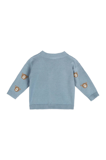 Bear Jacquard Knit Baby Cardigan