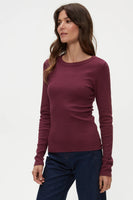 Beetroot Zola Ribbed Long Sleeve Tee