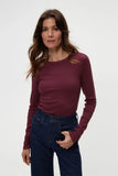 Beetroot Zola Ribbed Long Sleeve Tee