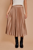 Beige Sunburst Pleated Satin Skirt