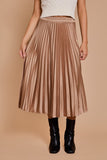 Beige Sunburst Pleated Satin Skirt