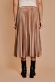 Beige Sunburst Pleated Satin Skirt