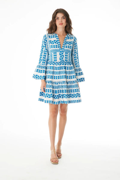 Bell Sleeve Embroidered Dress