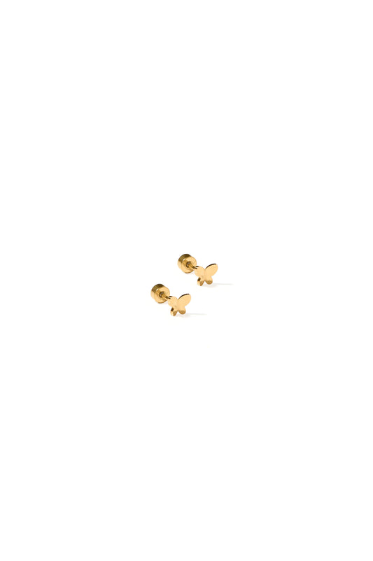 Billie Butterfly Screwback Studs Gold