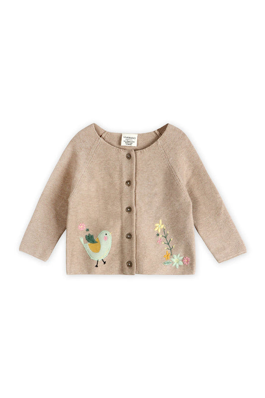 Bird Embroidered Baby Knit Cardigan