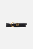 Black Alie Skinny Leather Belt